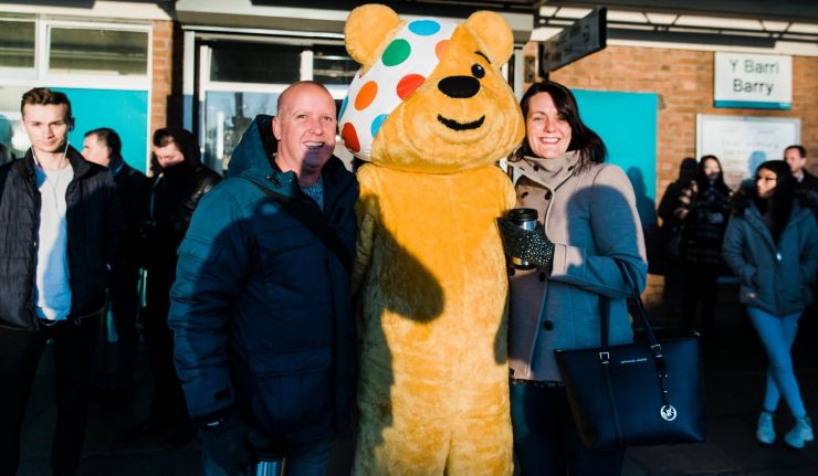 Pudsey Bear in station Barry.