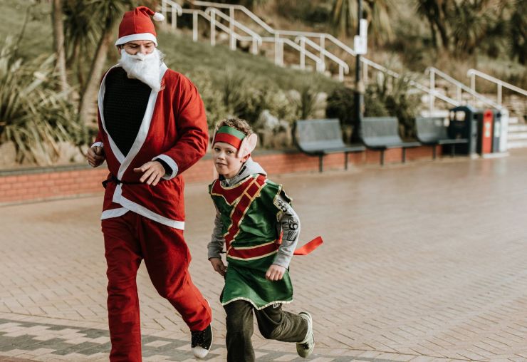Santa Claus and Elf.