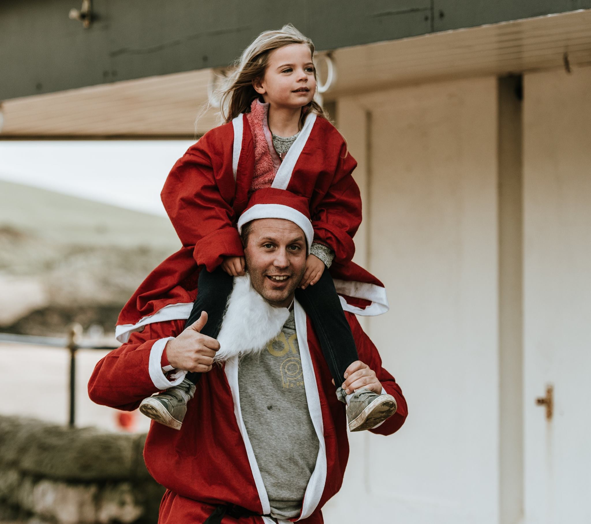 Father and his daughter having fun.