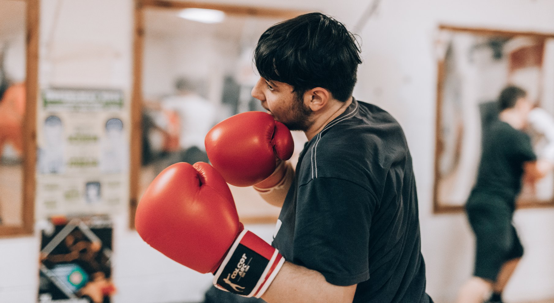 Young boy training.