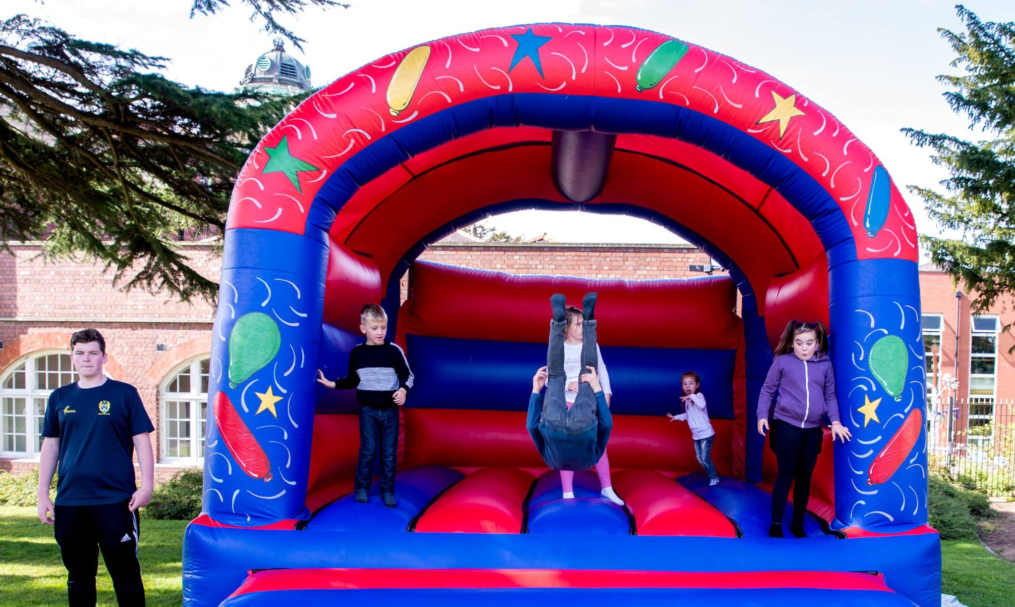 Kids having fun on the inflatable.