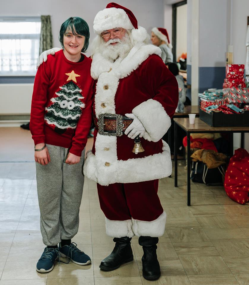 Kid and Santa Claus.