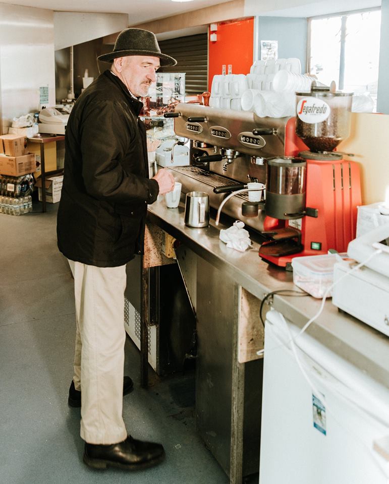 Giovanni Giacomo taking a coffee.