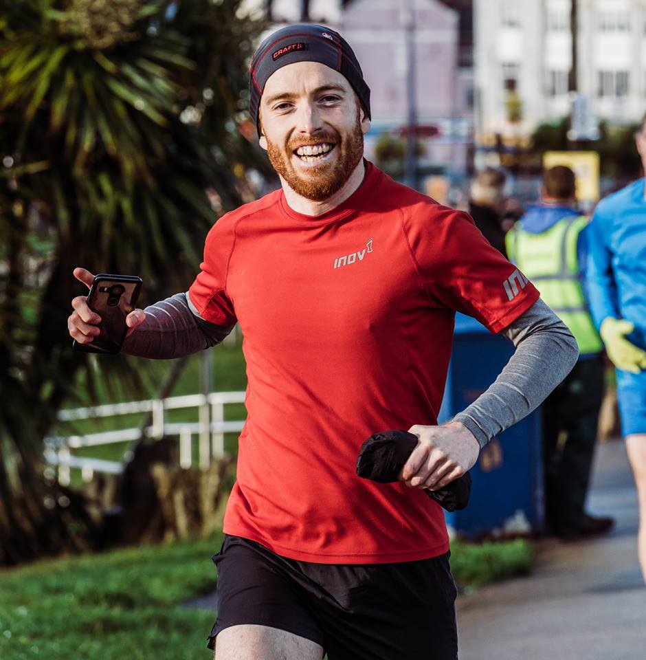 Happy man running.